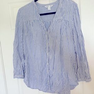 Blue and White Striped Button Up Shirt